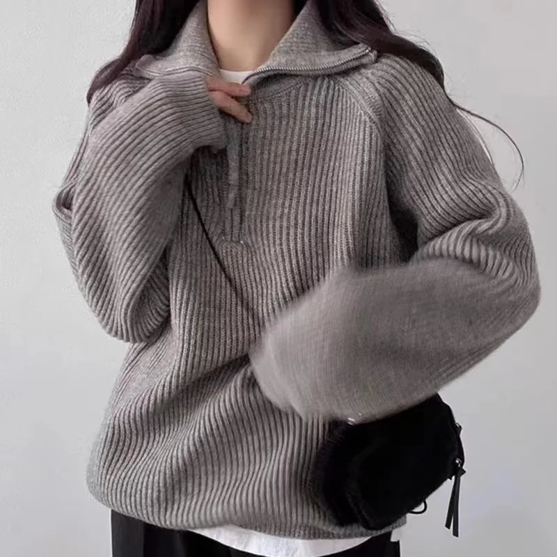 Solenne quarter-zip sweater in Smoke