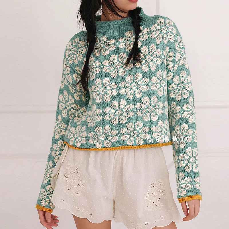 Verena jacquard sweater in Fern