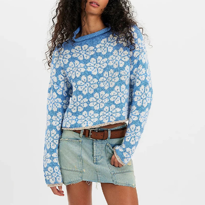 Verena jacquard sweater in Sky