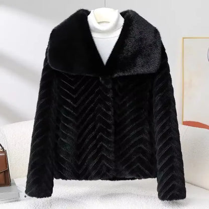 Ondine short faux fur jacket in Onyx