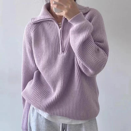 Solenne quarter-zip sweater in Lilac