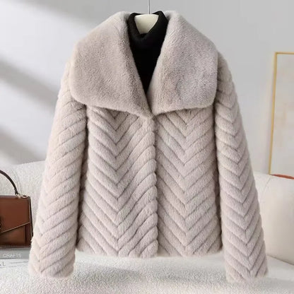Ondine short faux fur jacket in Dove Grey
